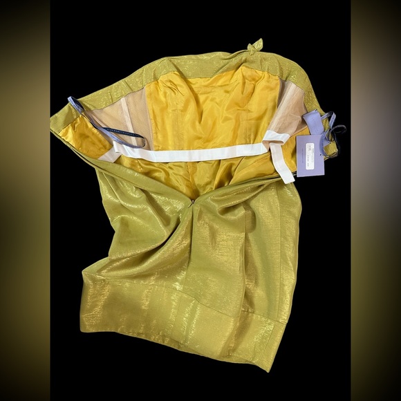 Vera Wang Strapless Chartreuse Mini Dress - Picture 5 of 6